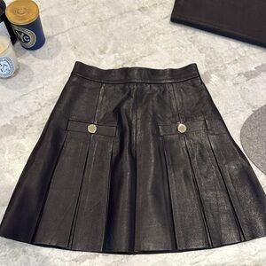 Sandro Blaco Leather Pleated Skirt 0